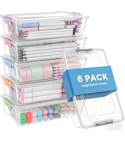 Amazon.com : Sooez 6 Pack Pencil Boxes, Extra Large Pencil Case